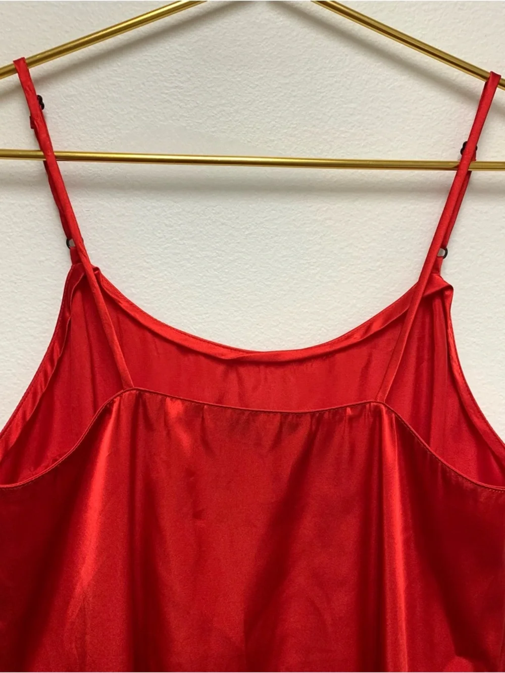 Vintage Shiny Red Satin Slip Dress Lingerie Nightie Nightgown Size M Sleepwear - Picture 5 of 7